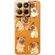 Прозорий чохол BoxFace Moto Edge 60 с 3D-глазками Pug