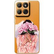 Прозорий чохол BoxFace Moto Edge 60 Fusion Девушка с Пионами