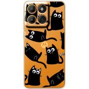 Прозорий чохол BoxFace Moto Edge 60 Pro с 3D-глазками Black Kitty