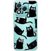 Прозорий чохол BoxFace Honor 400 Lite с 3D-глазками Black Kitty
