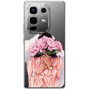Прозорий чохол BoxFace Infinix Note 50 Pro Plus Девушка с Пионами