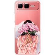 Прозорий чохол BoxFace Infinix Smart 10 Plus Девушка с Пионами