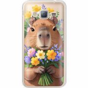 Прозрачный чехол Uprint Samsung J320 Galaxy J3 Капибара з квітами