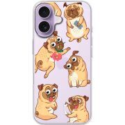 Прозорий чохол BoxFace Apple iPhone 17 с 3D-глазками Pug