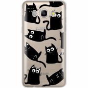 Прозрачный чехол Uprint Samsung J710 Galaxy J7 2016 с 3D-глазками Black Kitty