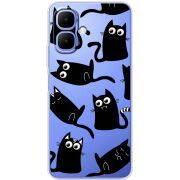 Прозорий чохол BoxFace Infinix Smart 10 с 3D-глазками Black Kitty