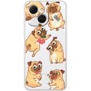 Прозорий чохол BoxFace Tecno Spark 40C с 3D-глазками Pug