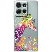 Прозорий чохол BoxFace Motorola Moto G56 Colorful Giraffe