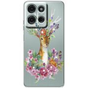 Чохол зі стразами Motorola Moto G56 Deer with flowers