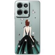 Чохол зі стразами Motorola Moto G56 Girl in the green dress