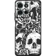 Чорний чохол BoxFace Motorola Moto G56 Skull and Roses