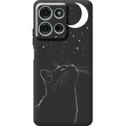 Чорний чохол BoxFace Motorola Moto G56 Місячний кіт
