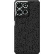 Чорний чохол BoxFace Motorola Moto G56 Leaves