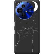 Чорний чохол BoxFace TCL 50 Pro NxtPaper 5G Місячний кіт