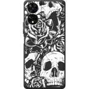 Чорний чохол BoxFace TCL 505 Skull and Roses