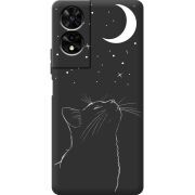 Чорний чохол BoxFace TCL 505 Місячний кіт