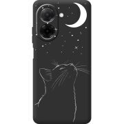 Чорний чохол BoxFace Poco C71 Місячний кіт