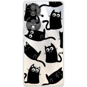 Прозорий чохол BoxFace Honor 70 с 3D-глазками Black Kitty
