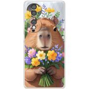 Прозорий чохол BoxFace Honor 70 Капибара з квітами