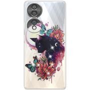 Чохол зі стразами Honor 70 Cat in Flowers