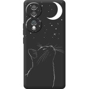 Чорний чохол BoxFace Honor 70 Місячний кіт