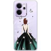 Чохол зі стразами OPPO Reno 14 FS Girl in the green dress