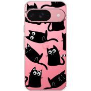 Прозорий чохол BoxFace Google Pixel 10 Pro с 3D-глазками Black Kitty