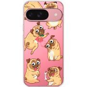 Прозорий чохол BoxFace Google Pixel 10 Pro с 3D-глазками Pug