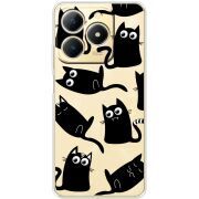 Прозорий чохол BoxFace Realme Note 70 с 3D-глазками Black Kitty
