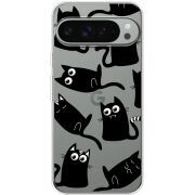 Прозорий чохол BoxFace Google Pixel 10 Pro XL с 3D-глазками Black Kitty