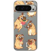 Прозорий чохол BoxFace Google Pixel 10 Pro XL с 3D-глазками Pug