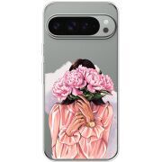 Прозорий чохол BoxFace Google Pixel 10 Pro XL Девушка с Пионами