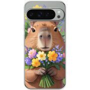 Прозорий чохол BoxFace Google Pixel 10 Pro XL Капибара з квітами