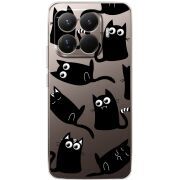 Прозорий чохол BoxFace Xiaomi 15T Pro с 3D-глазками Black Kitty