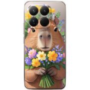 Прозорий чохол BoxFace Xiaomi 15T Pro Капибара з квітами