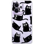 Прозорий чохол BoxFace OPPO Reno 14 Pro 5G с 3D-глазками Black Kitty