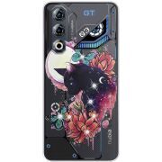 Чохол зі стразами Nubia Neo 3 GT 5G Cat in Flowers