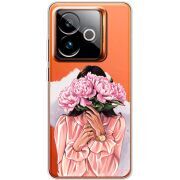 Прозорий чохол BoxFace Realme GT 7T 5G Девушка с Пионами
