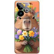 Прозорий чохол BoxFace Realme GT 7T 5G Капибара з квітами