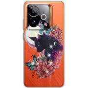 Чохол зі стразами Realme GT 7T 5G Cat in Flowers