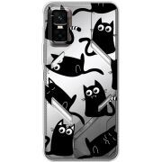 Прозорий чохол BoxFace Infinix GT 30 Pro с 3D-глазками Black Kitty