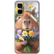 Прозорий чохол BoxFace Infinix GT 30 Pro Капибара з квітами