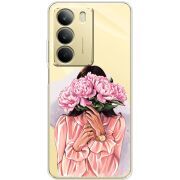 Прозорий чохол BoxFace Realme C71 Девушка с Пионами