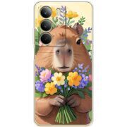 Прозорий чохол BoxFace Realme C71 Капибара з квітами