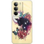 Чохол зі стразами Realme C71 Cat in Flowers