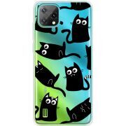 Прозорий чохол BoxFace Blackview Oscal C60 с 3D-глазками Black Kitty