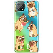 Прозорий чохол BoxFace Blackview Oscal C60 с 3D-глазками Pug