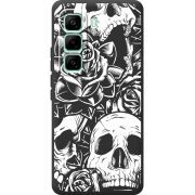 Чорний чохол BoxFace Infinix Hot 60 Pro Skull and Roses