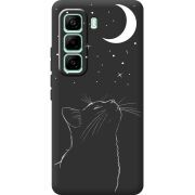 Чорний чохол BoxFace Infinix Hot 60 Pro Місячний кіт