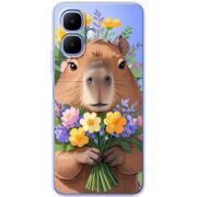 Прозорий чохол BoxFace Tecno Spark Go 2 Капибара з квітами